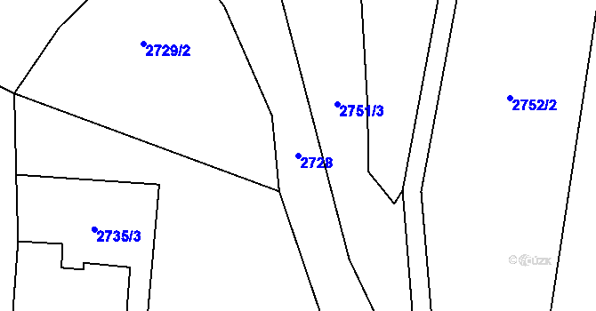 Parcela st. 2728 v KÚ Zlín, Katastrální mapa