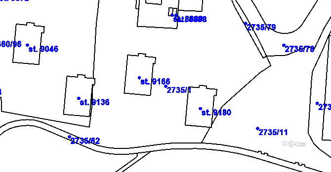 Parcela st. 2735/1 v KÚ Zlín, Katastrální mapa