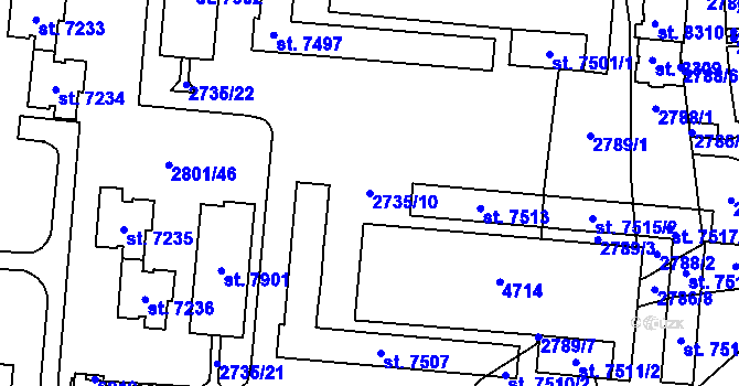 Parcela st. 2735/10 v KÚ Zlín, Katastrální mapa