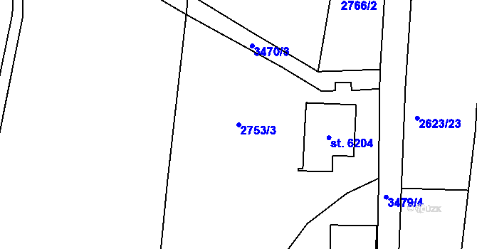Parcela st. 2753/3 v KÚ Zlín, Katastrální mapa