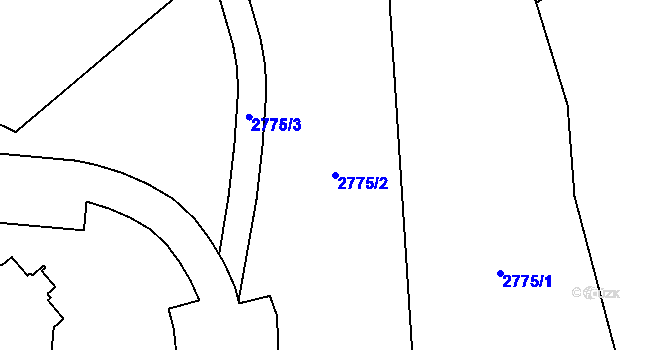 Parcela st. 2775/2 v KÚ Zlín, Katastrální mapa
