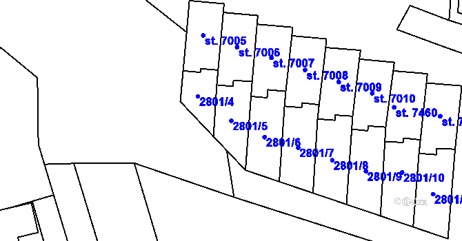 Parcela st. 2801/5 v KÚ Zlín, Katastrální mapa