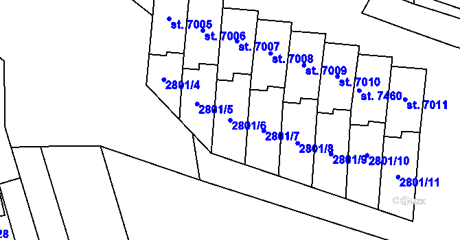 Parcela st. 2801/6 v KÚ Zlín, Katastrální mapa