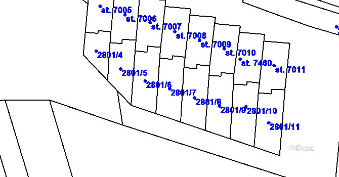Parcela st. 2801/7 v KÚ Zlín, Katastrální mapa