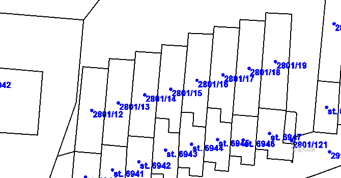 Parcela st. 2801/15 v KÚ Zlín, Katastrální mapa
