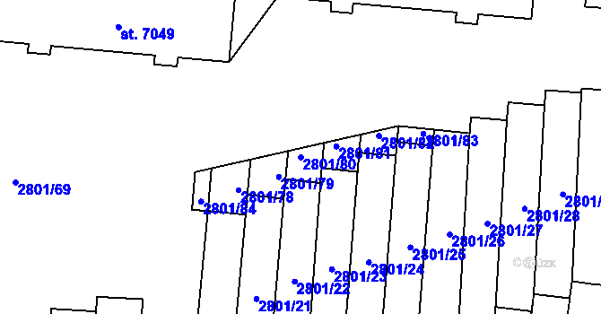 Parcela st. 2801/80 v KÚ Zlín, Katastrální mapa