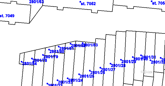 Parcela st. 2801/83 v KÚ Zlín, Katastrální mapa