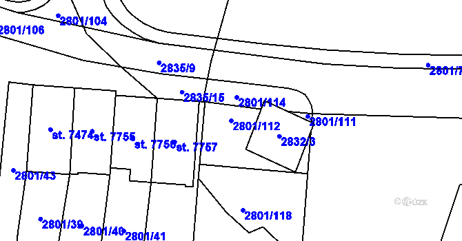 Parcela st. 2801/112 v KÚ Zlín, Katastrální mapa