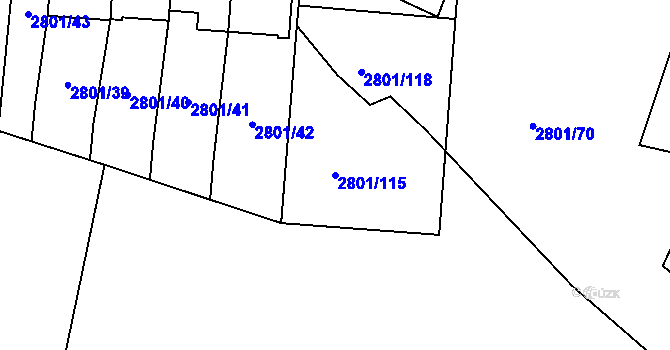 Parcela st. 2801/115 v KÚ Zlín, Katastrální mapa