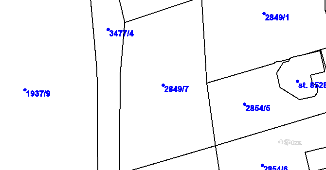 Parcela st. 2849/7 v KÚ Zlín, Katastrální mapa