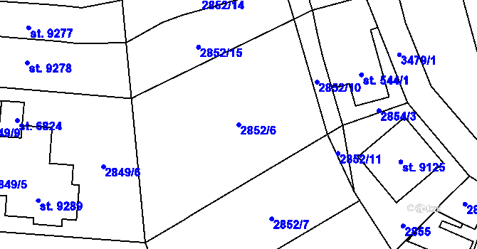 Parcela st. 2852/6 v KÚ Zlín, Katastrální mapa