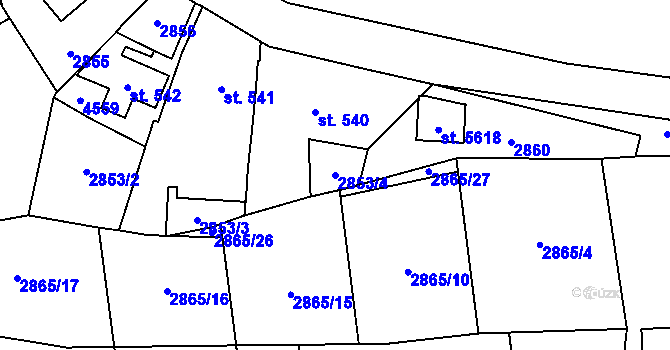 Parcela st. 2853/4 v KÚ Zlín, Katastrální mapa