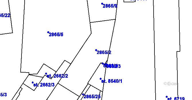 Parcela st. 2865/2 v KÚ Zlín, Katastrální mapa