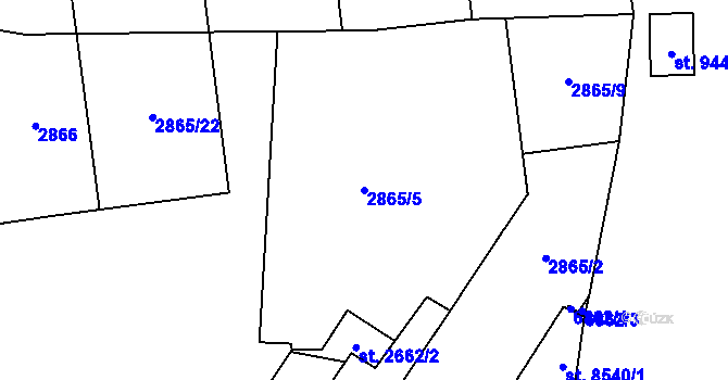 Parcela st. 2865/5 v KÚ Zlín, Katastrální mapa