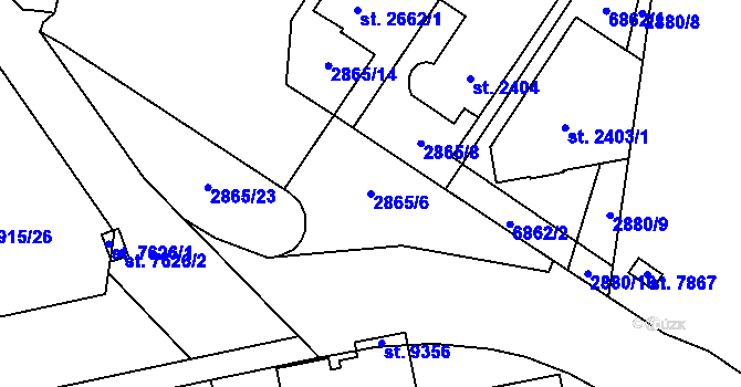 Parcela st. 2865/6 v KÚ Zlín, Katastrální mapa