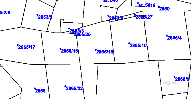 Parcela st. 2865/15 v KÚ Zlín, Katastrální mapa