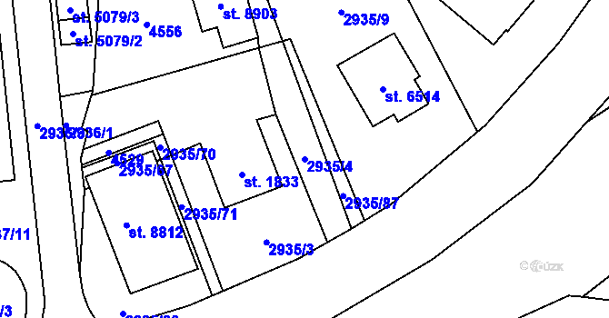 Parcela st. 2935/4 v KÚ Zlín, Katastrální mapa