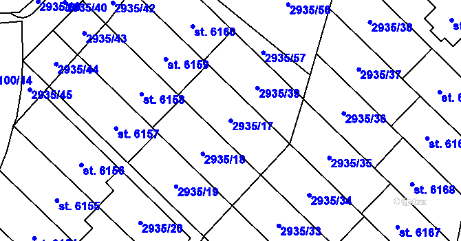 Parcela st. 2935/17 v KÚ Zlín, Katastrální mapa