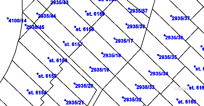 Parcela st. 2935/18 v KÚ Zlín, Katastrální mapa