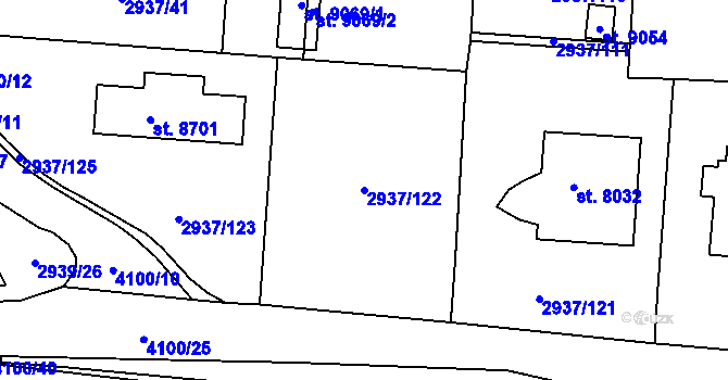 Parcela st. 2937/122 v KÚ Zlín, Katastrální mapa