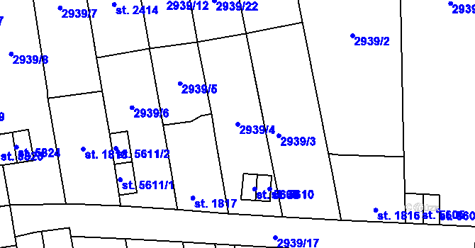 Parcela st. 2939/4 v KÚ Zlín, Katastrální mapa