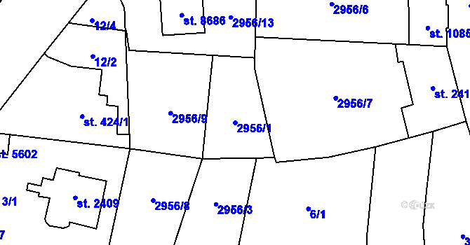 Parcela st. 2956/1 v KÚ Zlín, Katastrální mapa