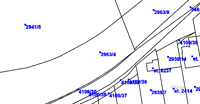 Parcela st. 2963/4 v KÚ Zlín, Katastrální mapa
