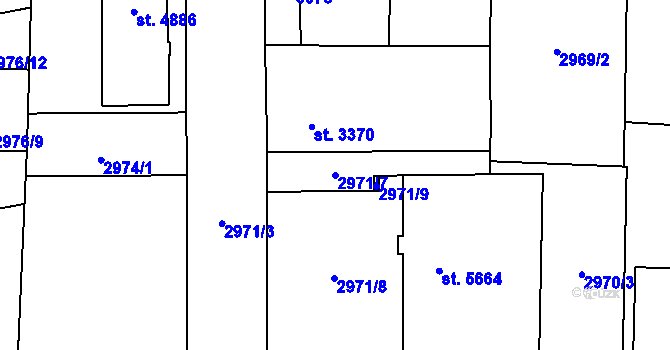 Parcela st. 2971/7 v KÚ Zlín, Katastrální mapa