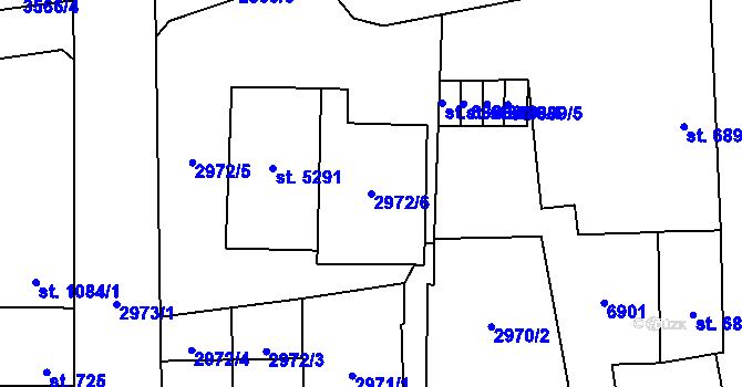 Parcela st. 2972/6 v KÚ Zlín, Katastrální mapa