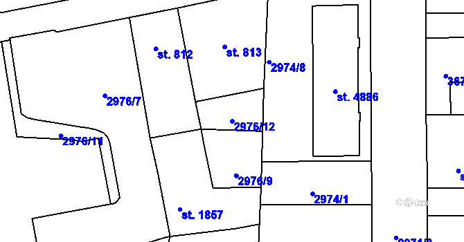 Parcela st. 2976/12 v KÚ Zlín, Katastrální mapa