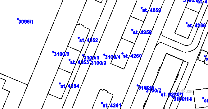 Parcela st. 3100/4 v KÚ Zlín, Katastrální mapa