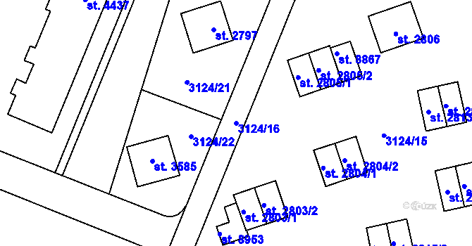 Parcela st. 3124/16 v KÚ Zlín, Katastrální mapa