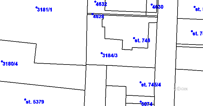 Parcela st. 3184/3 v KÚ Zlín, Katastrální mapa