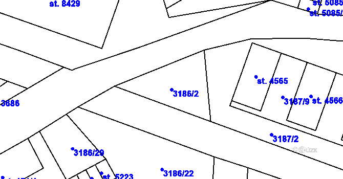 Parcela st. 3186/2 v KÚ Zlín, Katastrální mapa
