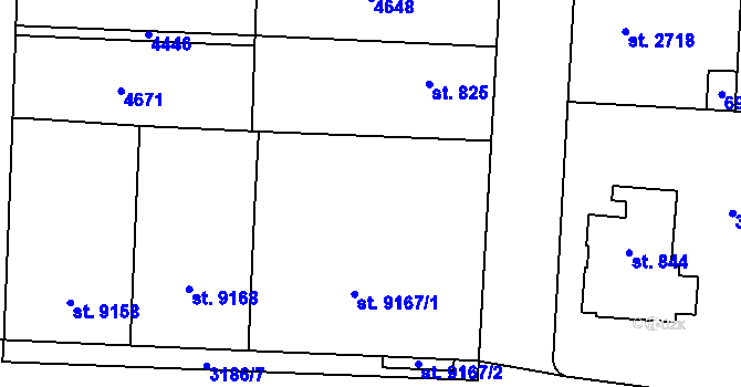 Parcela st. 3186/13 v KÚ Zlín, Katastrální mapa