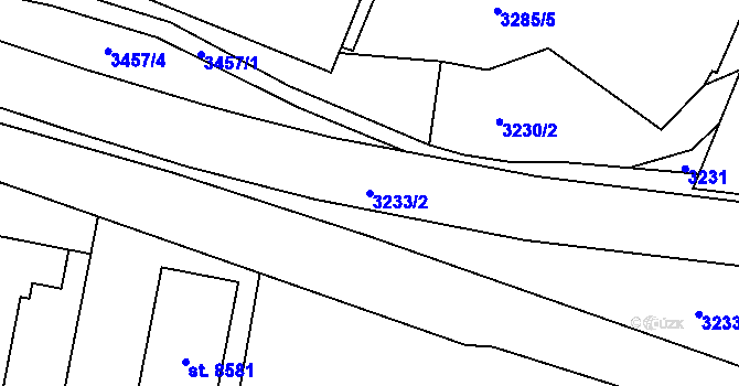 Parcela st. 3233/2 v KÚ Zlín, Katastrální mapa