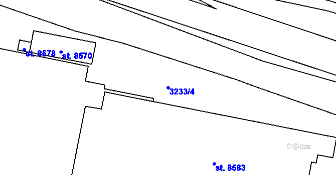 Parcela st. 3233/4 v KÚ Zlín, Katastrální mapa