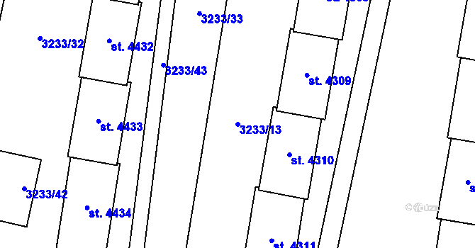 Parcela st. 3233/13 v KÚ Zlín, Katastrální mapa