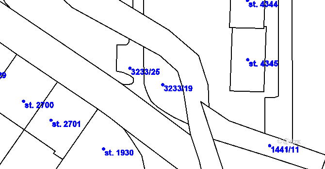 Parcela st. 3233/19 v KÚ Zlín, Katastrální mapa