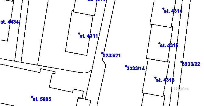 Parcela st. 3233/21 v KÚ Zlín, Katastrální mapa