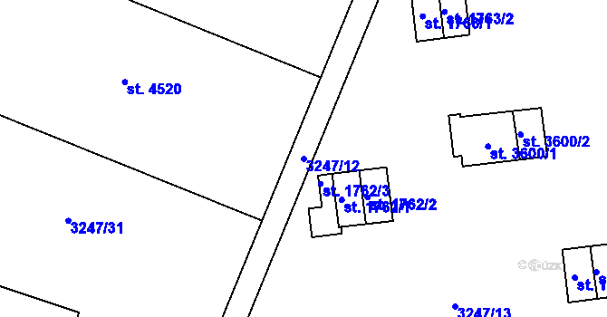 Parcela st. 3247/12 v KÚ Zlín, Katastrální mapa