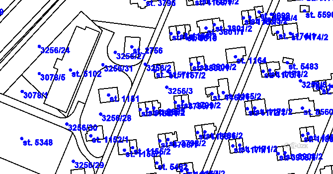 Parcela st. 3256/3 v KÚ Zlín, Katastrální mapa
