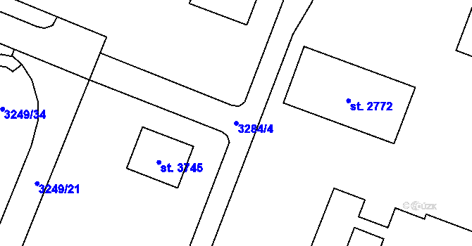 Parcela st. 3284/4 v KÚ Zlín, Katastrální mapa