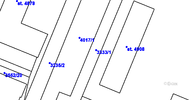 Parcela st. 3333/1 v KÚ Zlín, Katastrální mapa