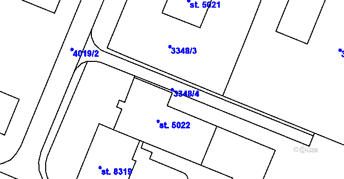 Parcela st. 3348/4 v KÚ Zlín, Katastrální mapa