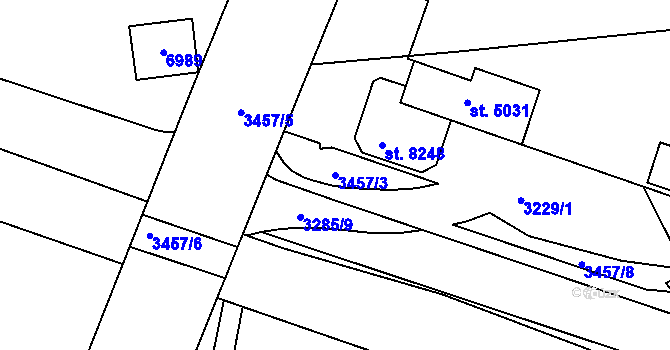 Parcela st. 3457/3 v KÚ Zlín, Katastrální mapa
