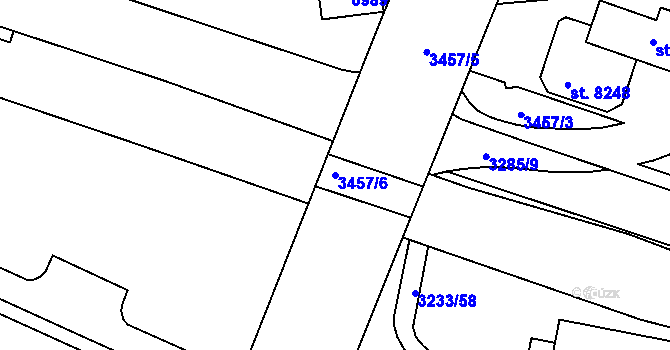 Parcela st. 3457/6 v KÚ Zlín, Katastrální mapa