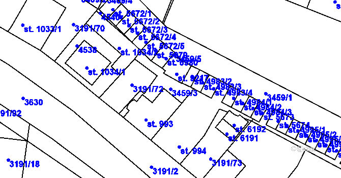Parcela st. 3459/3 v KÚ Zlín, Katastrální mapa