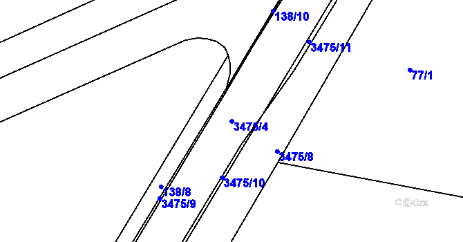 Parcela st. 3475/4 v KÚ Zlín, Katastrální mapa