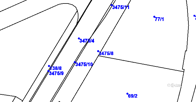 Parcela st. 3475/8 v KÚ Zlín, Katastrální mapa